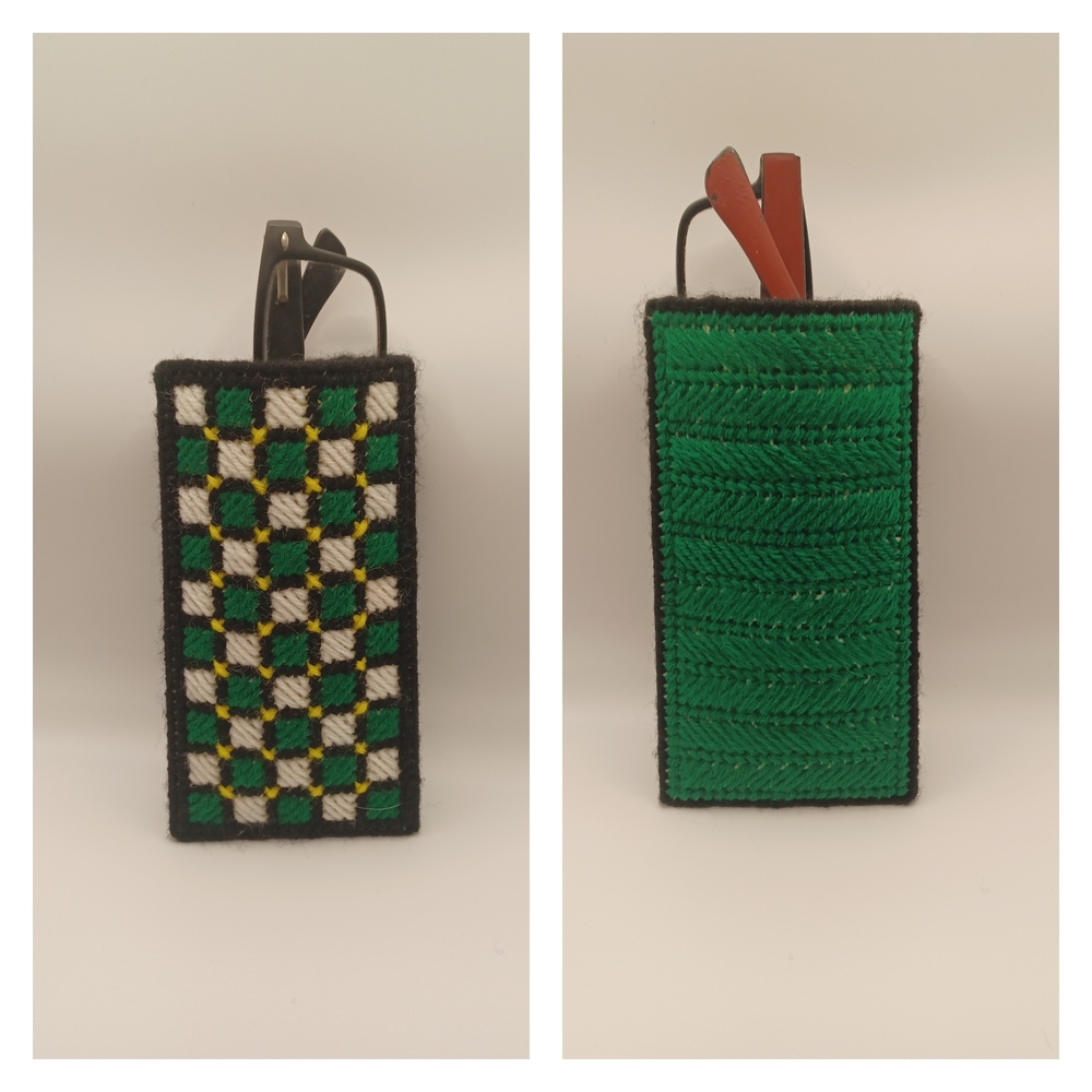 Green and Black Woven Phone Case